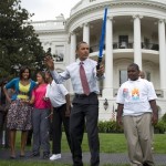 Obama Takes Time To Play With His Lightsaber