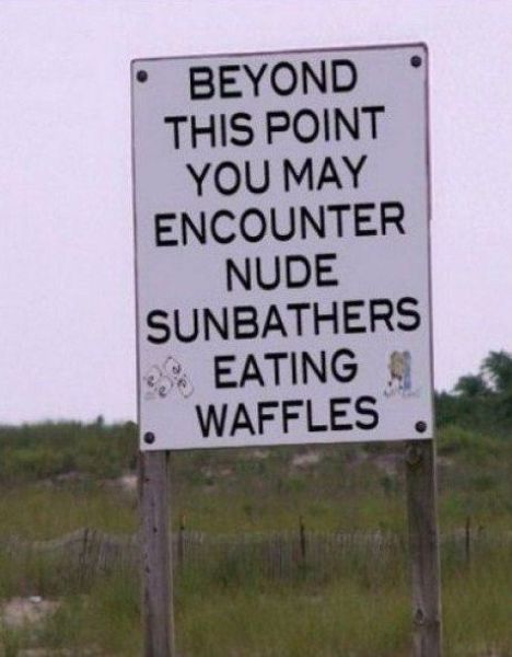 Nude Sunbathers Eating Waffles