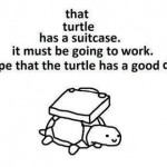 That turtle must be going to work. I hope he has a good day.